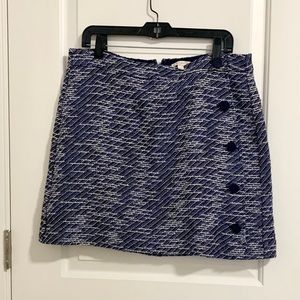 Loft Blue Woven Skirt with Side Button Detail